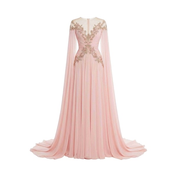 Tony Ward Quartz Pink Muslin Cape Gown