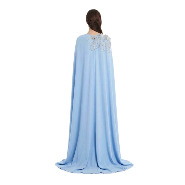 Tony Ward Skylight Blue Asymmetric Crepe Gown, view 4