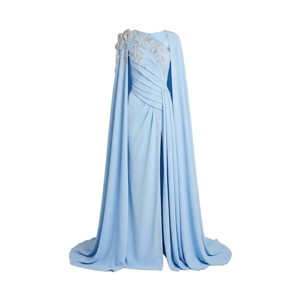 Tony Ward Skylight Blue Asymmetric Crepe Gown