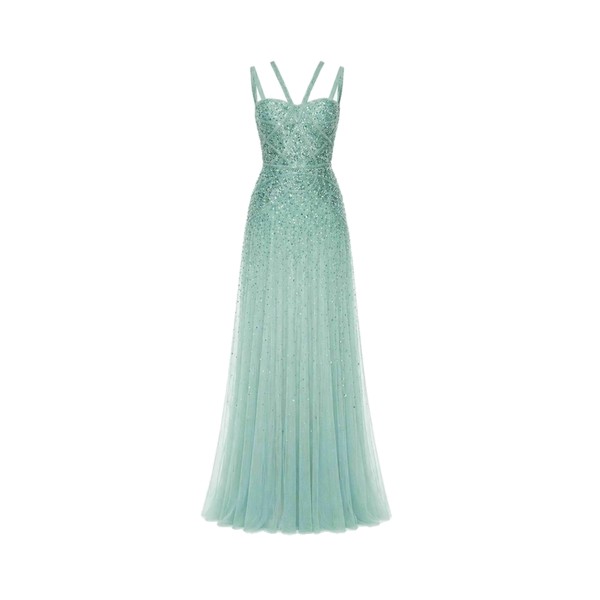 Tony Ward Water Green Beaded Corset Gown