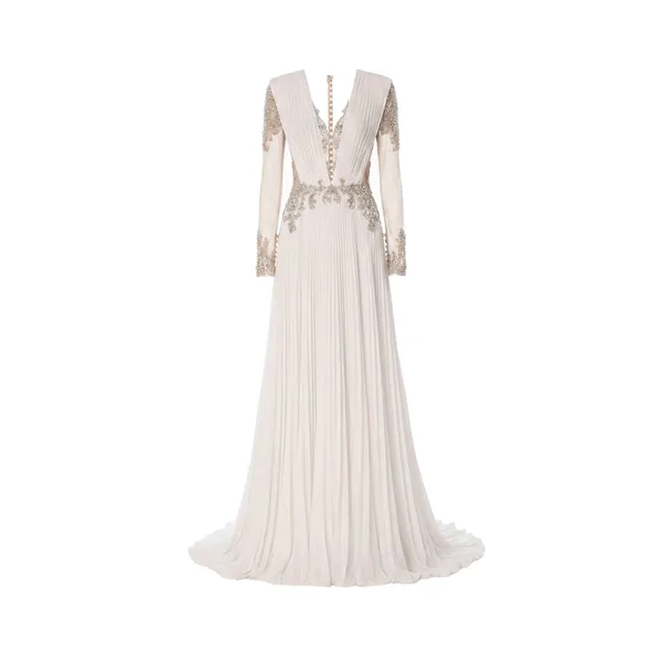 White Beaded A-Line Gown