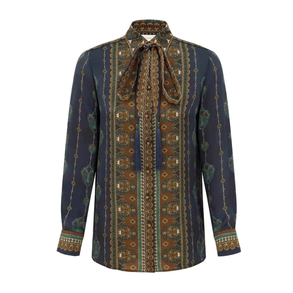 Zimmermann Ascent Satin Scarf Shirt