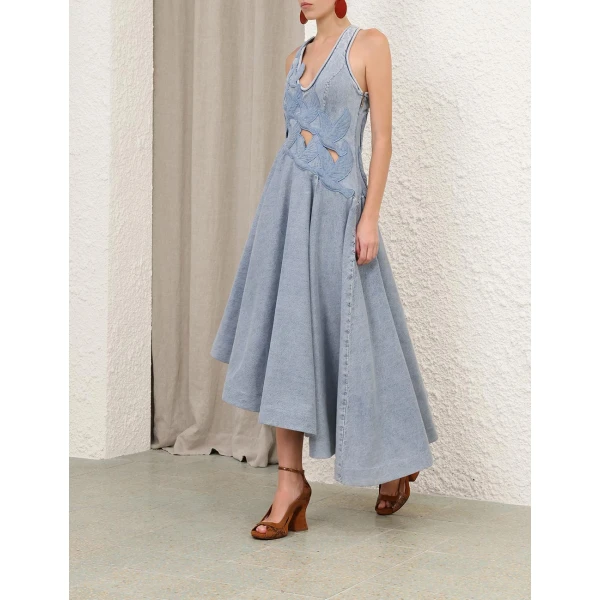 Zimmermann Valiant Denim Applique Dress, view 3