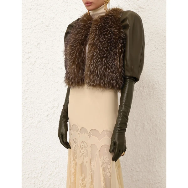 Zimmermann Valiant Faux Fur Bolero Jacket, view 2