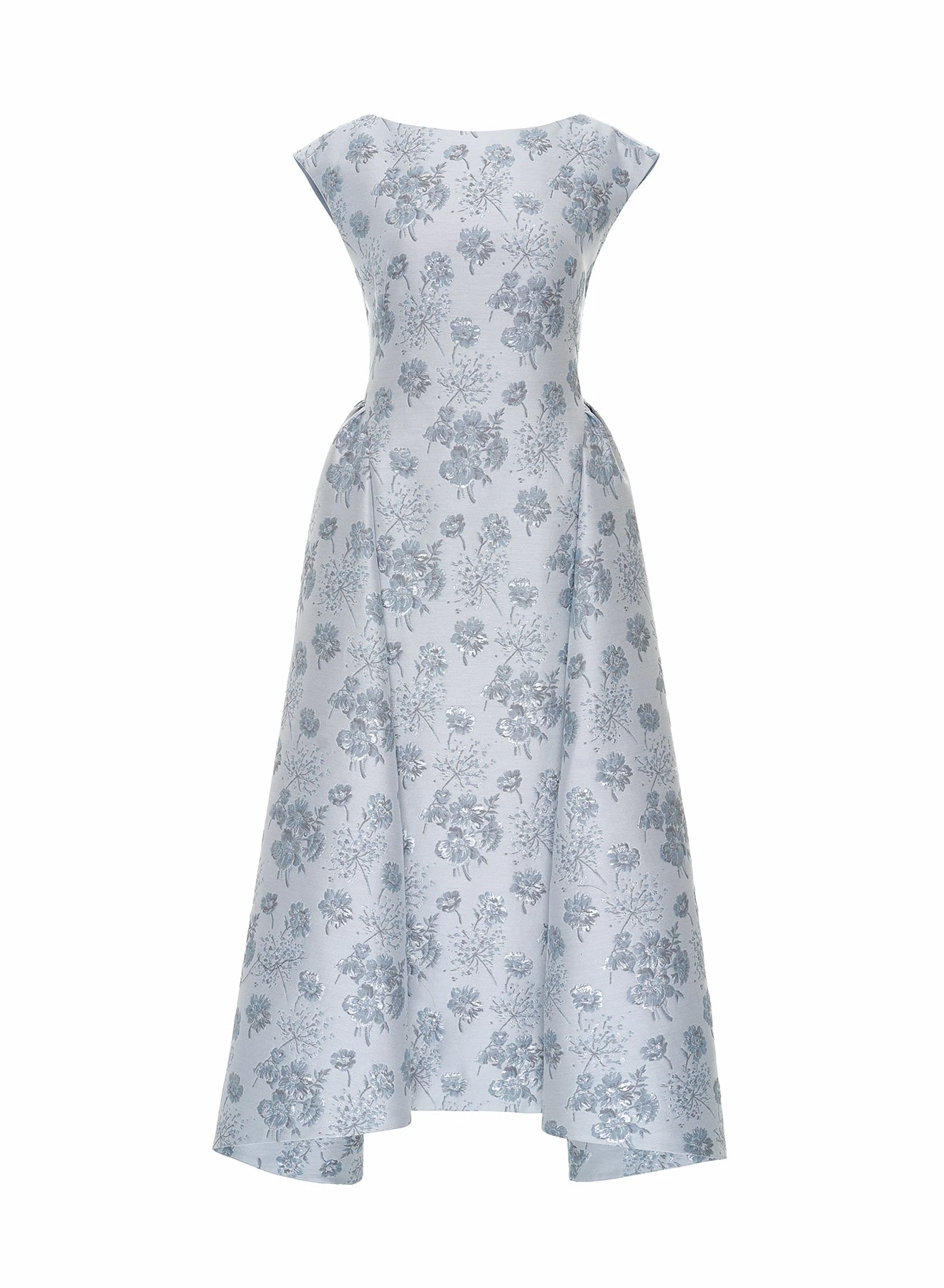 Aimee Midi Dress in Light Blue Jacquard
