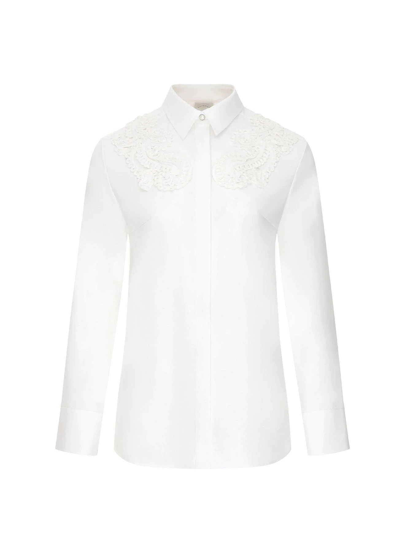 Claudio Shirt in White Embroidered Cotton