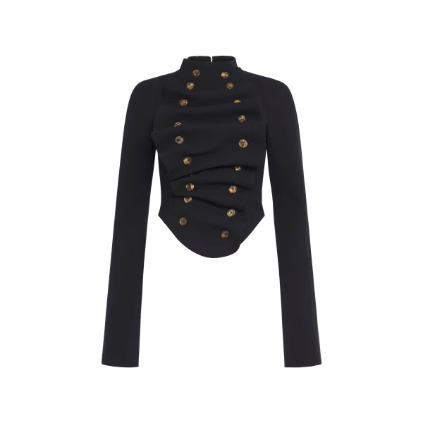 Bib-Front Structured Jacket Black