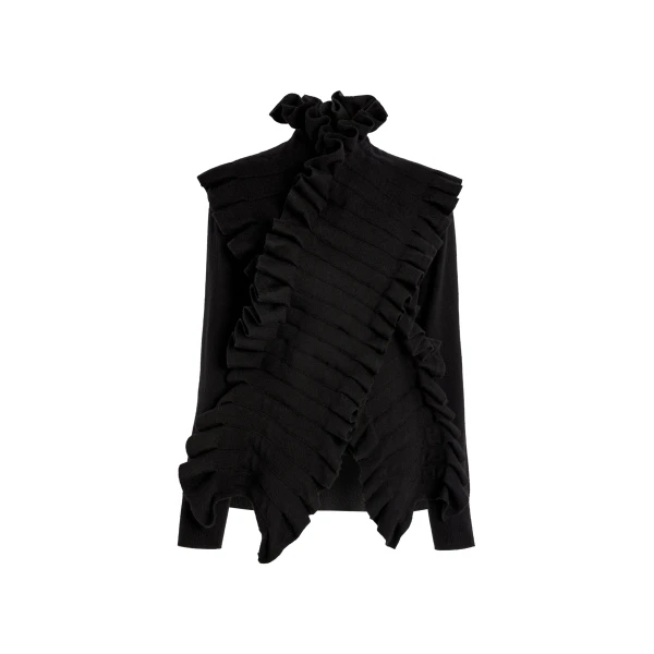 Knitted Jumper With Front Panels Black