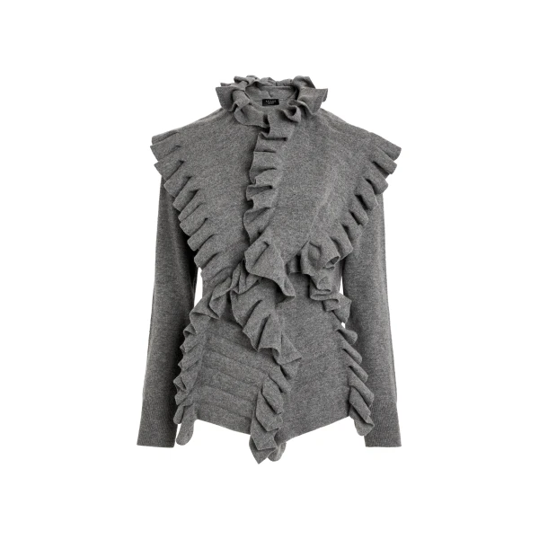 Knitted Jumper With Front Panels Mid Grey Melange