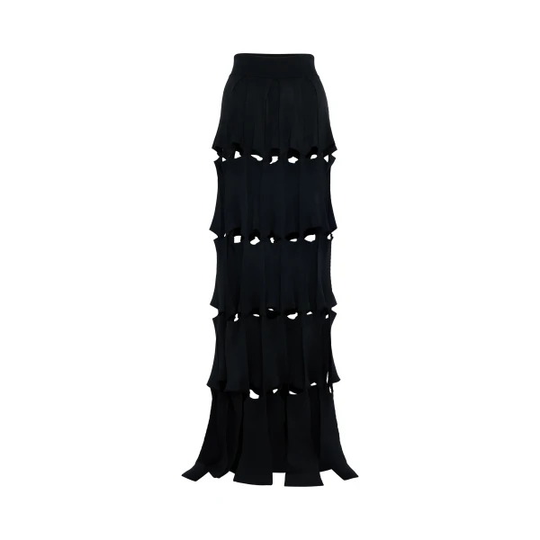 Knitted Multi Trapeze Skirt Black
