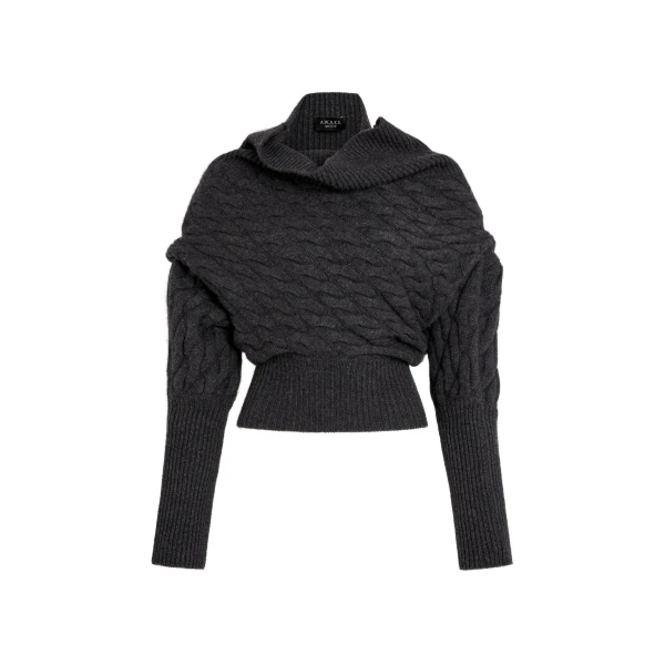Knitted Top Cable Knit Dark Grey Melange