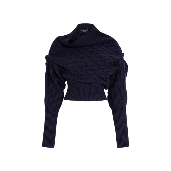 Knitted Top Cable Knit Navy