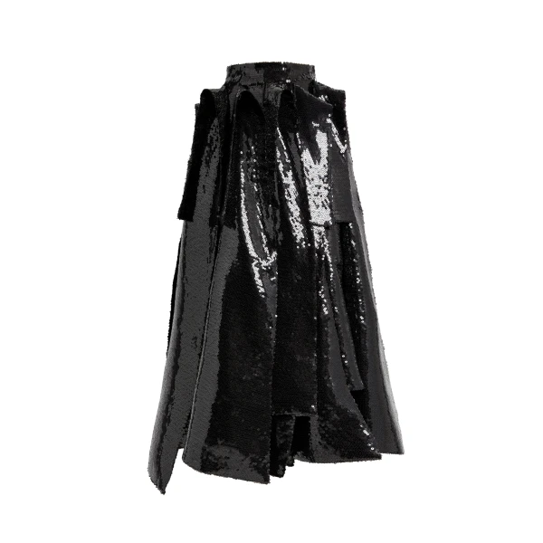 Multi Panel Sequin Skirt Black