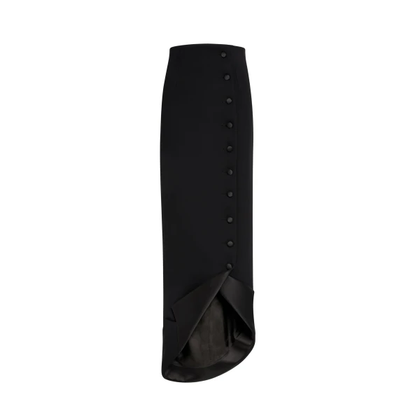 Tailored Skirt With Jacket Collar At Hem Black