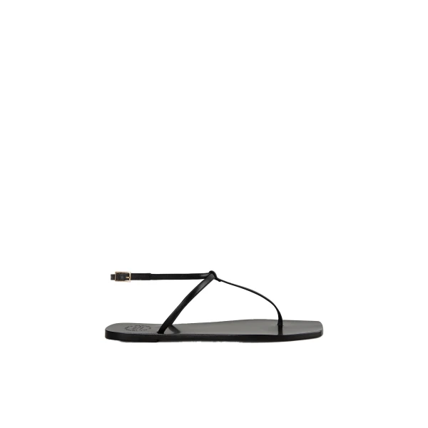 Alassio in Black Flat Sandals