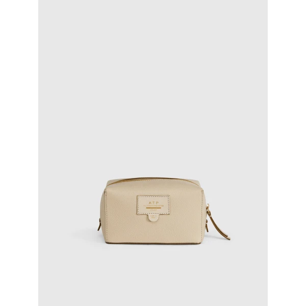 ATP Atelier Capanne in Mandorla Grained Leather Beauty Bag