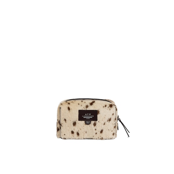 ATP Atelier Capanne in Mandorla Cow Print Beauty Bag