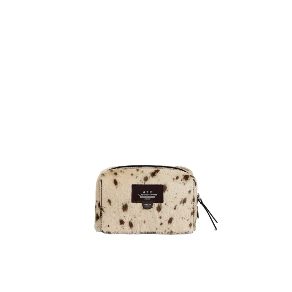 ATP Atelier Capanne in Mandorla Cow Print Beauty Bag