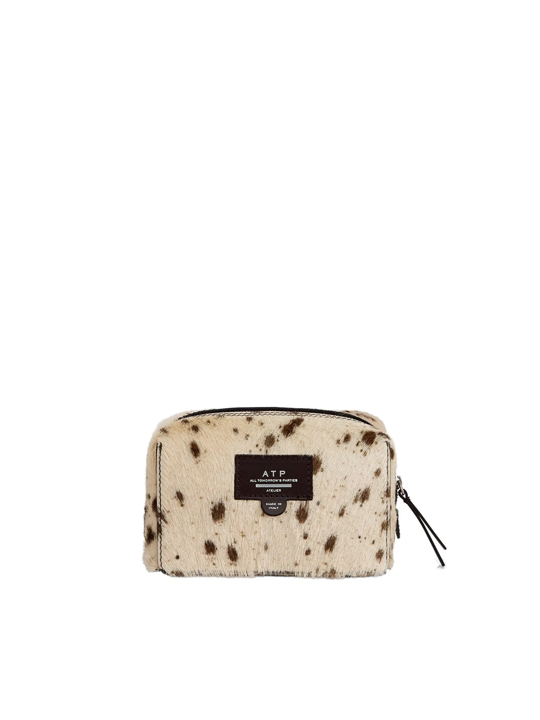ATP Atelier Capanne in Mandorla Cow Print Beauty Bag ATP Atelier Capanne in Mandorla Cow Print Beauty Bag