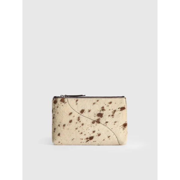 Solaio in Mandorla Cow Print Beauty Bag - Image 3