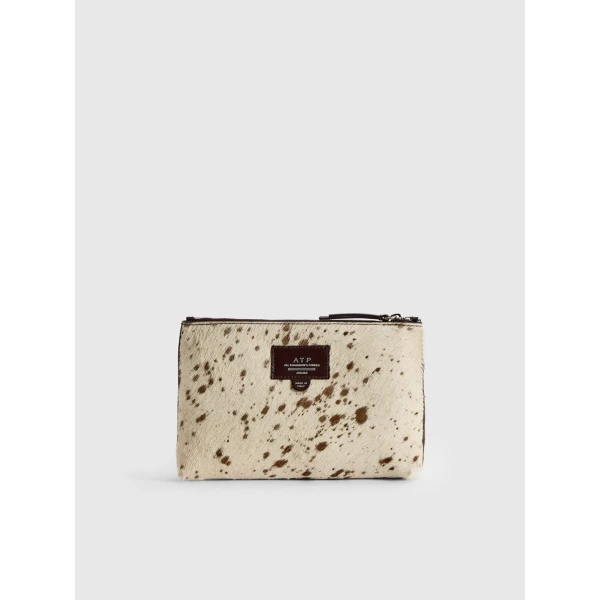ATP Atelier Solaio in Mandorla Cow Print Beauty Bag