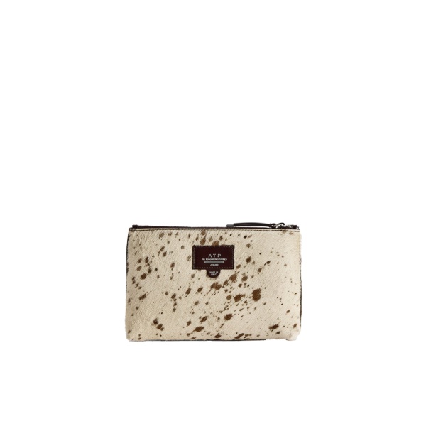 ATP Atelier Solaio in Mandorla Cow Print Beauty Bag