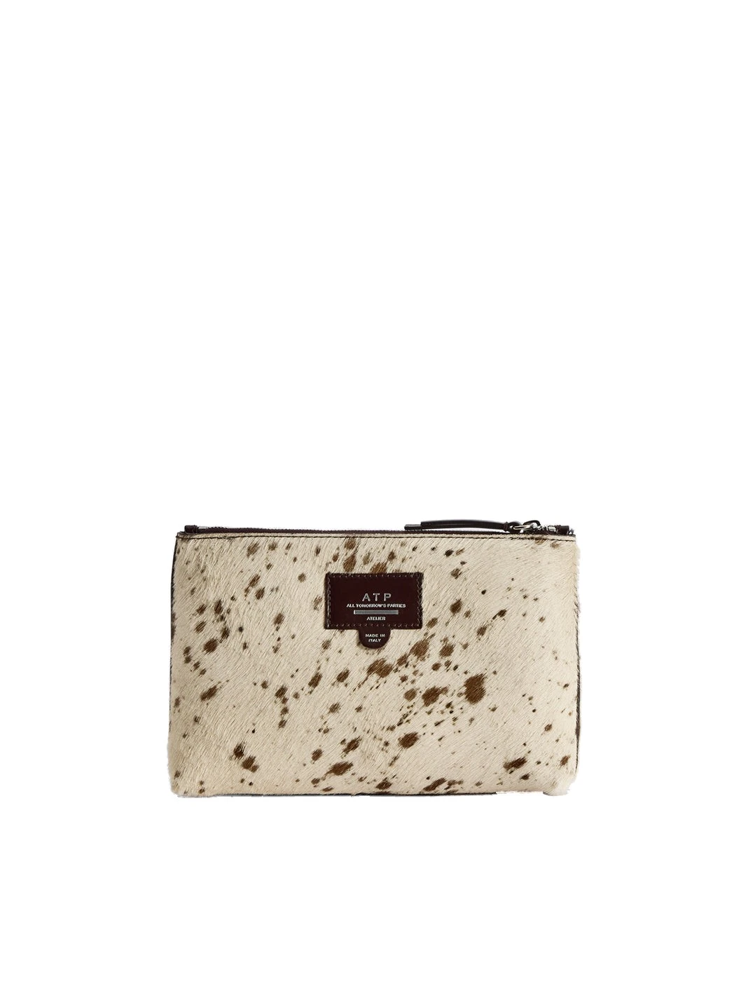 ATP Atelier Solaio in Mandorla Cow Print Beauty Bag ATP Atelier Solaio in Mandorla Cow Print Beauty Bag