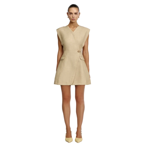 Acler Mcalroy Mini Dress in Paper Bark