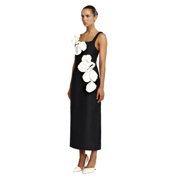 Acler Radburn Maxi Dress in Black & Ivory, view 2
