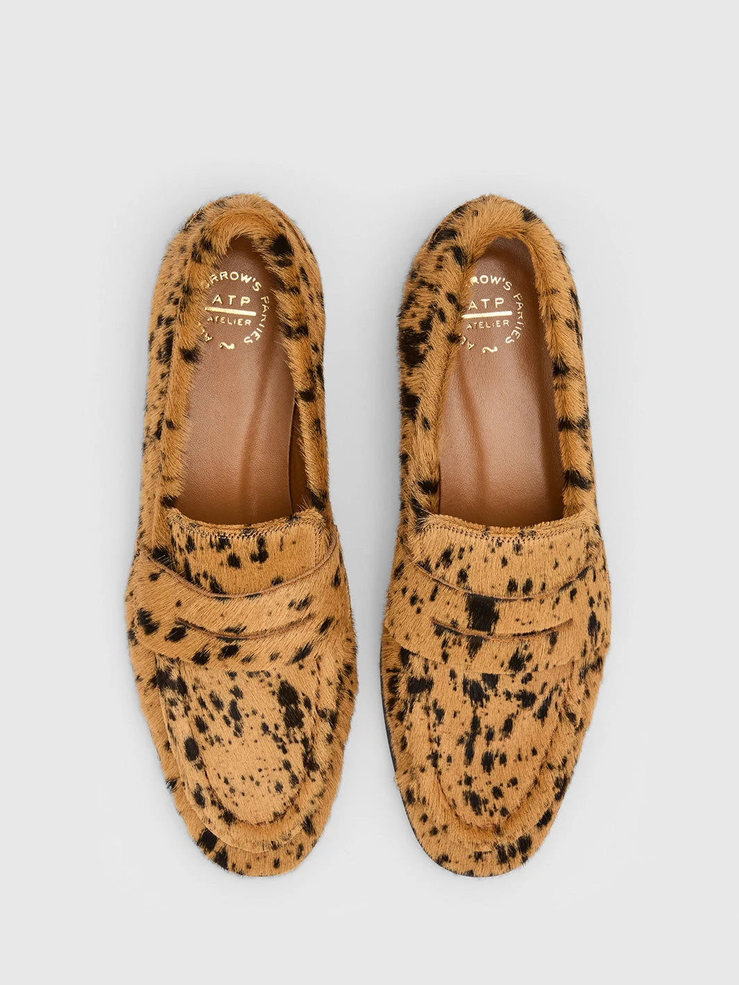 ATP Atelier Airola in Cannella Cow Print Loafers Brown