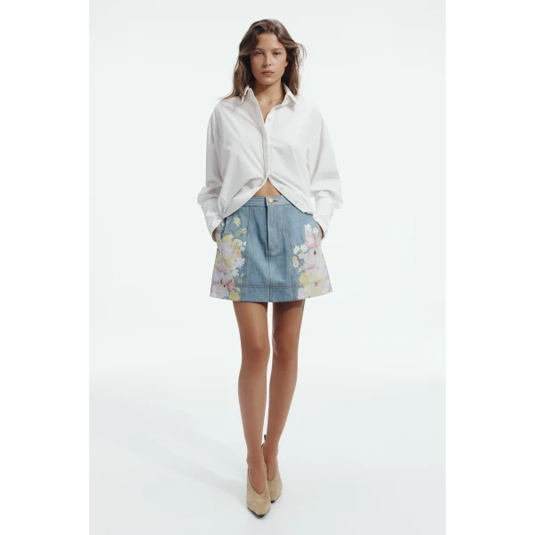 Aje Daisy Denim Mini Skirt