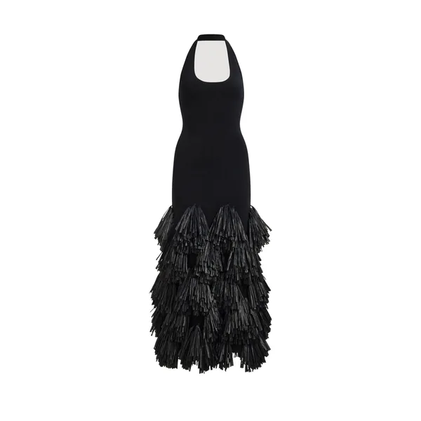 Elva Raffia Knit Midi Dress