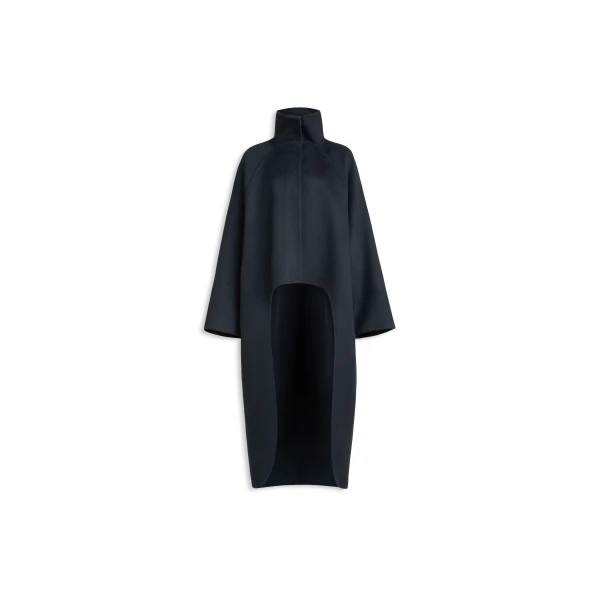 Alaia asymmetric double face cashmere coat in midnight