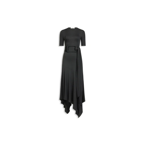 Alaia belted jersey dress in black