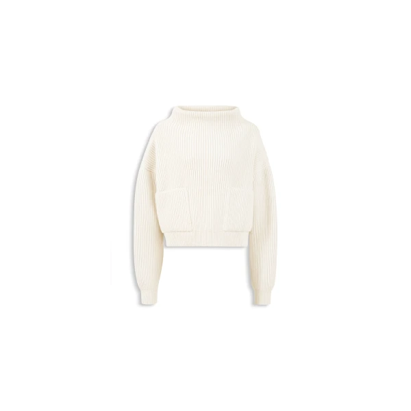 Alaia cashmere pocket jumper in natural white