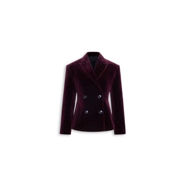 Alaia cotton velvet double-breasted jacket in eggplant