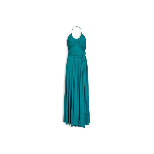 Alaia crossed jersey dress in duck blue