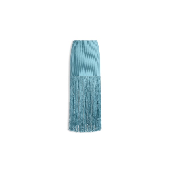 Alaia fringed tube skirt in blue grey