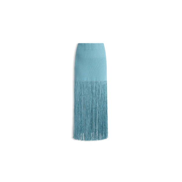 Fringed Tube Skirt in Blue Grey