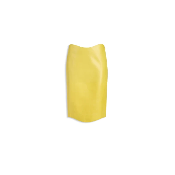 Lambskin Pencil Skirt in Yellow