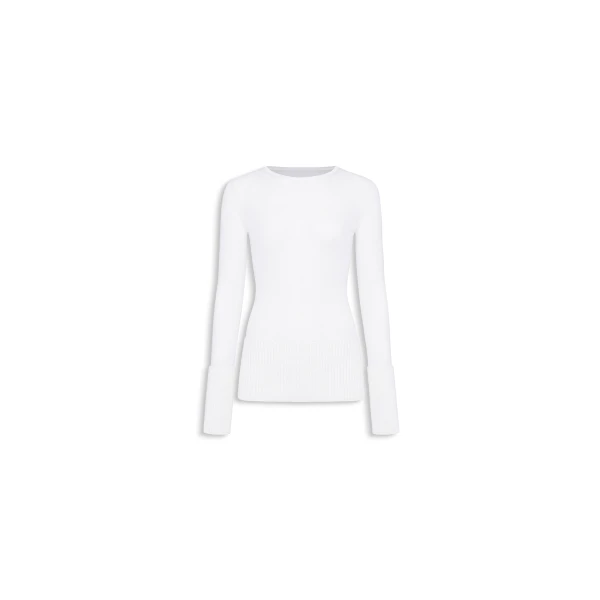 Merino Crew Neck Top in White