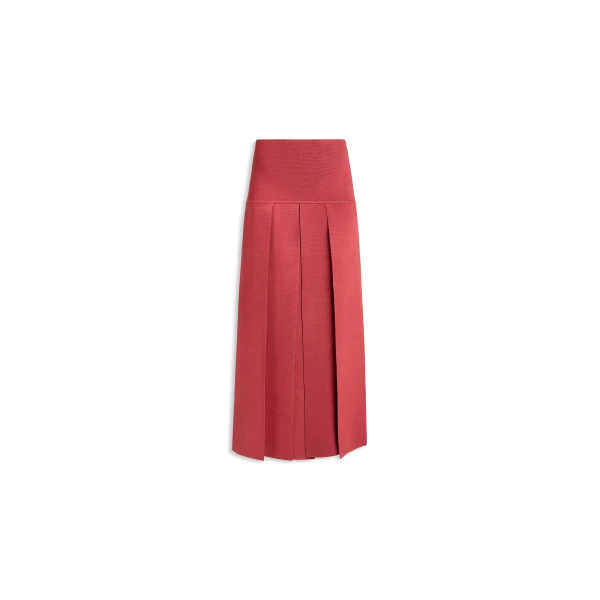 Pleated Midi Skirt in Pompeii Red