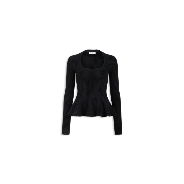 Alaia ribbed peplum top in black