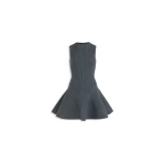 Alaia ribbed skater dress in blue grey