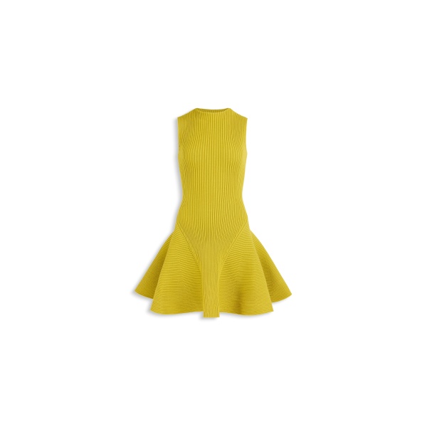 Alaia ribbed skater dress in lime