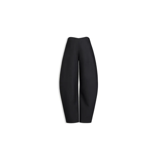 Round Wool Crepe Pants in Anthracite