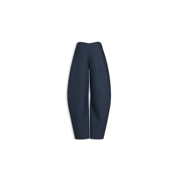 Round Wool Crepe Pants in Grey