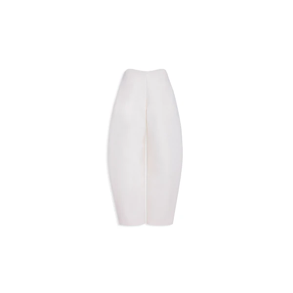Round Wool Crepe Pants in Ivory