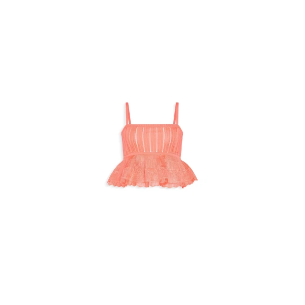 Shiny Crinoline Top in Coral