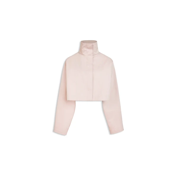 Silk Cotton Cropped Jacket in Vintage Pink